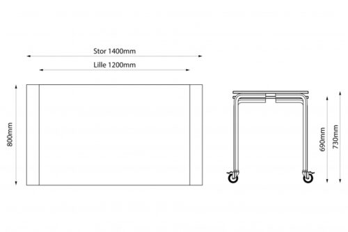 Indskudsbord - 80 x 120/140 cm (Linoleum)