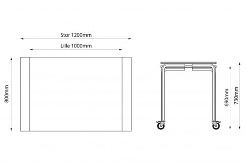Indskudsbord - 80 x 100/120 cm - Linoleum